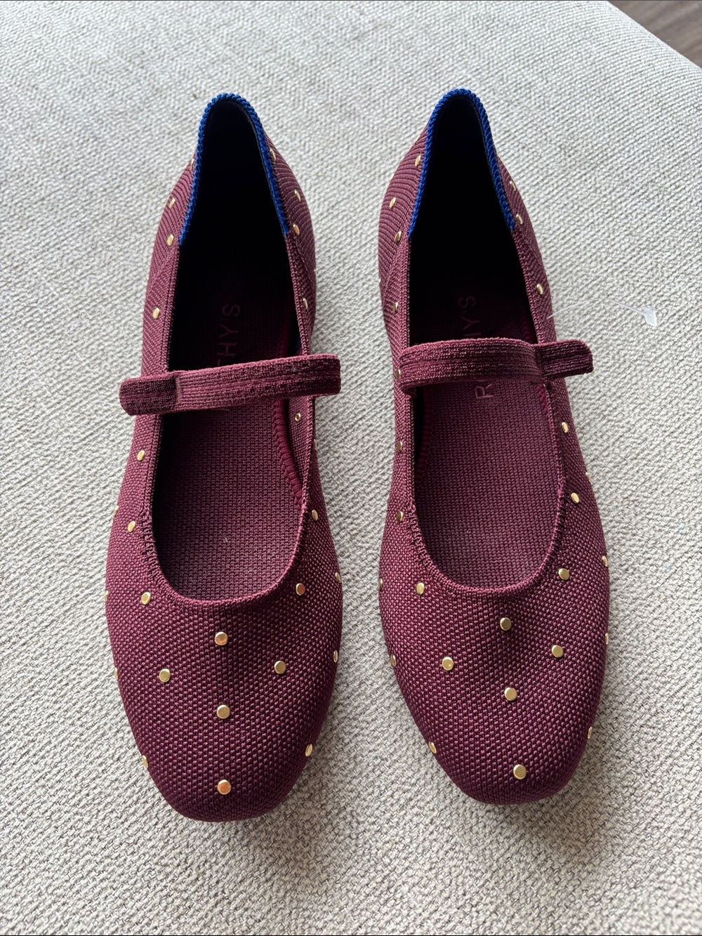NWOT Rothy's Square Mary Jane Flats with Gold Studs Sz 8 - Picture 3 of 5